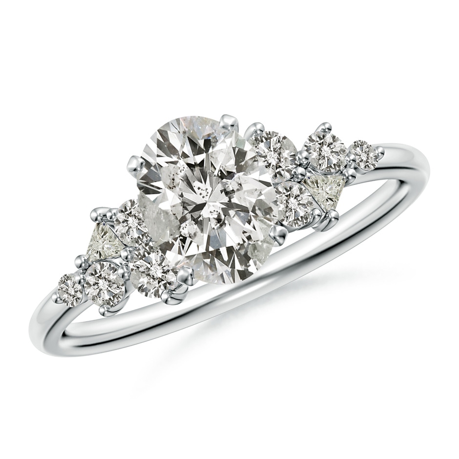 7.7x5.7mm KI3 Oval Diamond Engagement Ring with Multi-Shape Accents in White Gold 