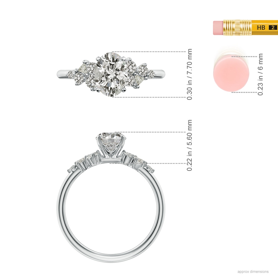 7.7x5.7mm KI3 Oval Diamond Engagement Ring with Multi-Shape Accents in White Gold ruler