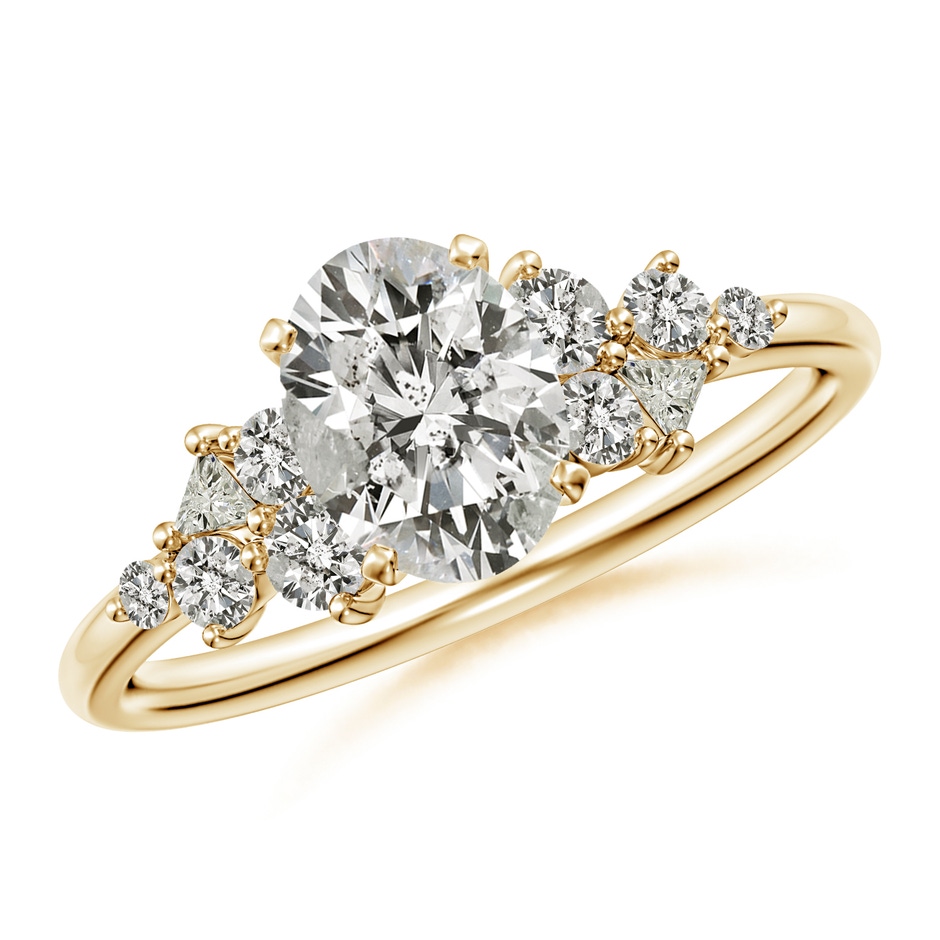 7.7x5.7mm KI3 Oval Diamond Engagement Ring with Multi-Shape Accents in Yellow Gold 