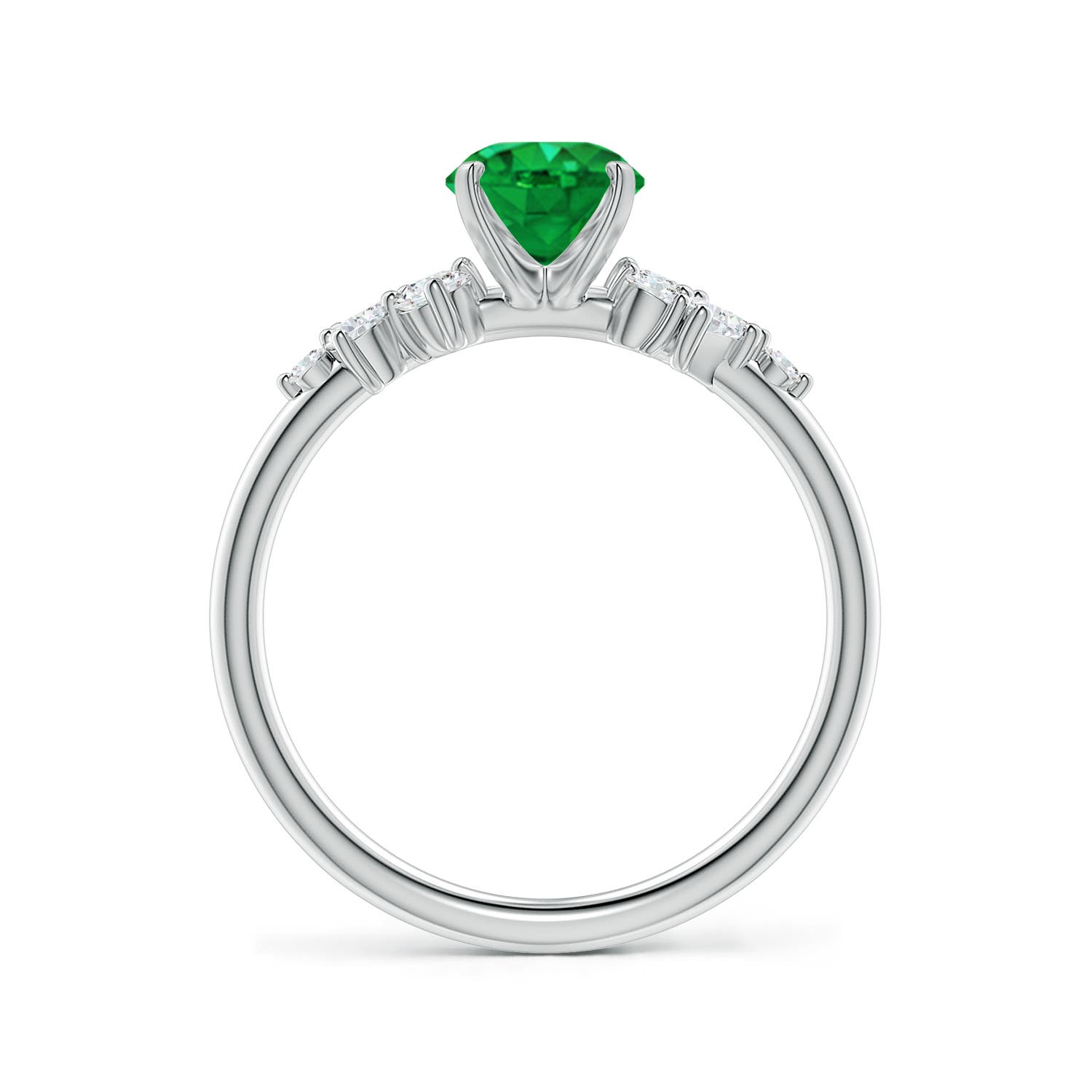 8x6mm AAA Oval Emerald Engagement Ring with Multi-Shape Diamonds in P950 Platinum