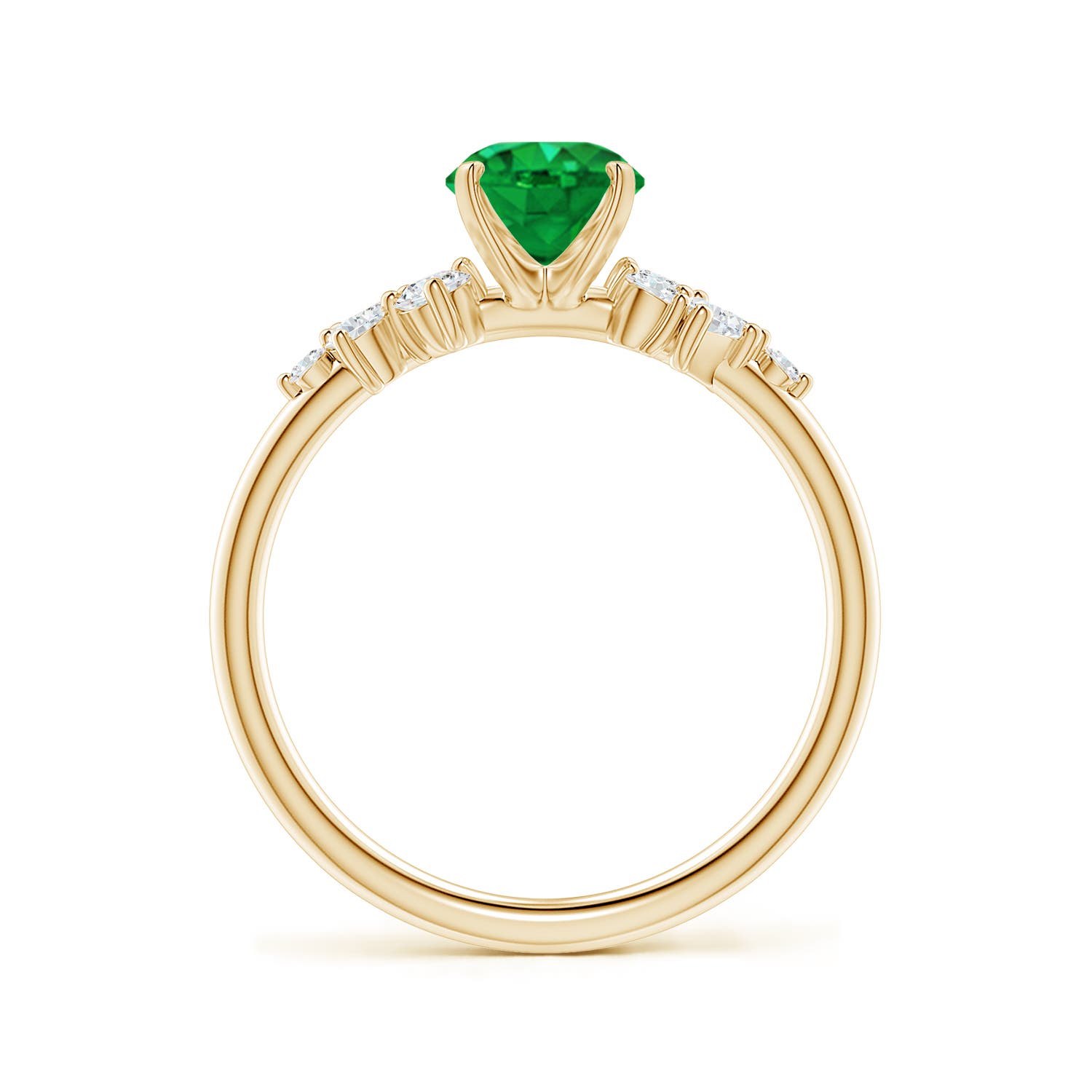 8x6mm AAA Oval Emerald Engagement Ring with Multi-Shape Diamonds in Yellow Gold