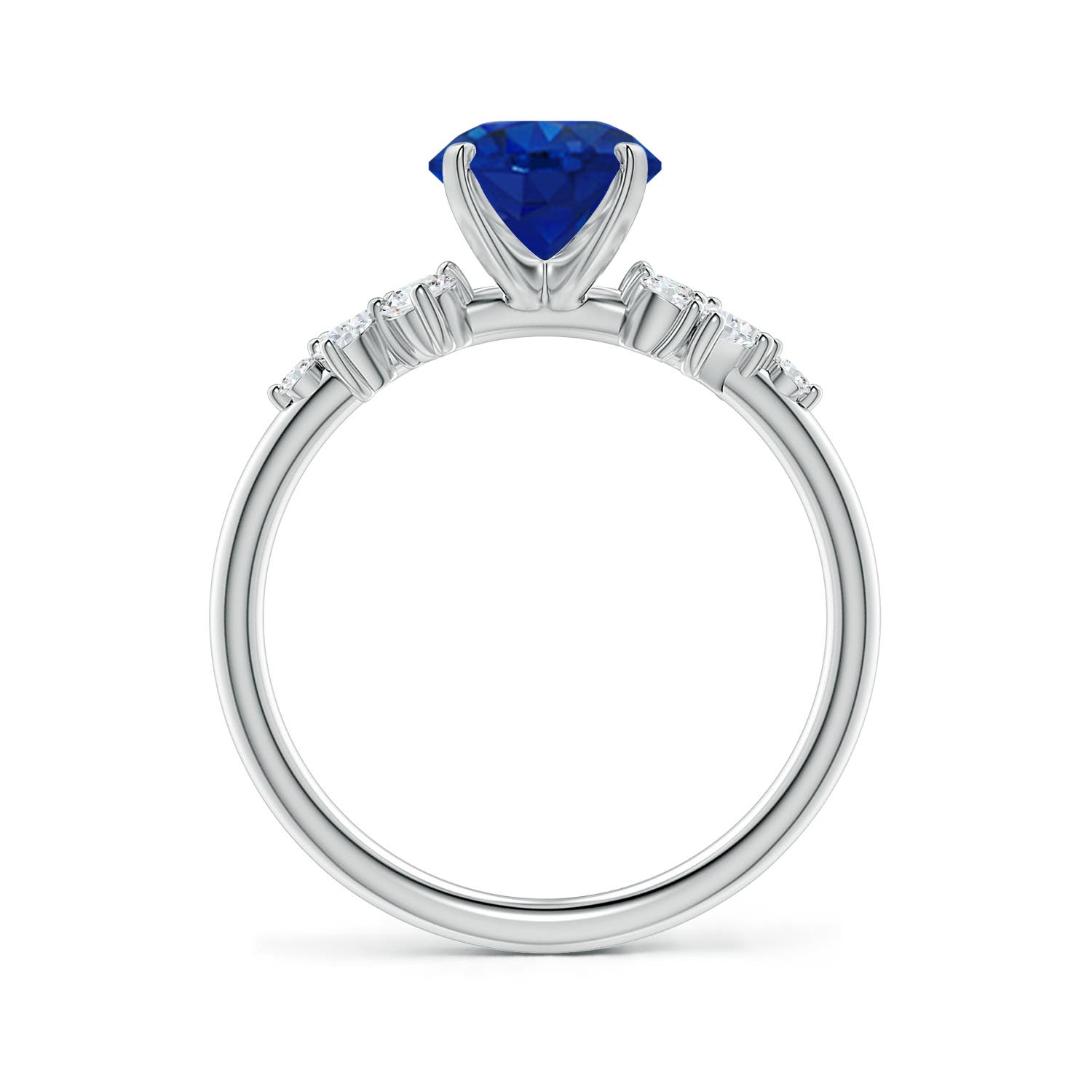 9x7mm AAA Oval Blue Sapphire Engagement Ring with Multi-Shape Diamonds in White Gold