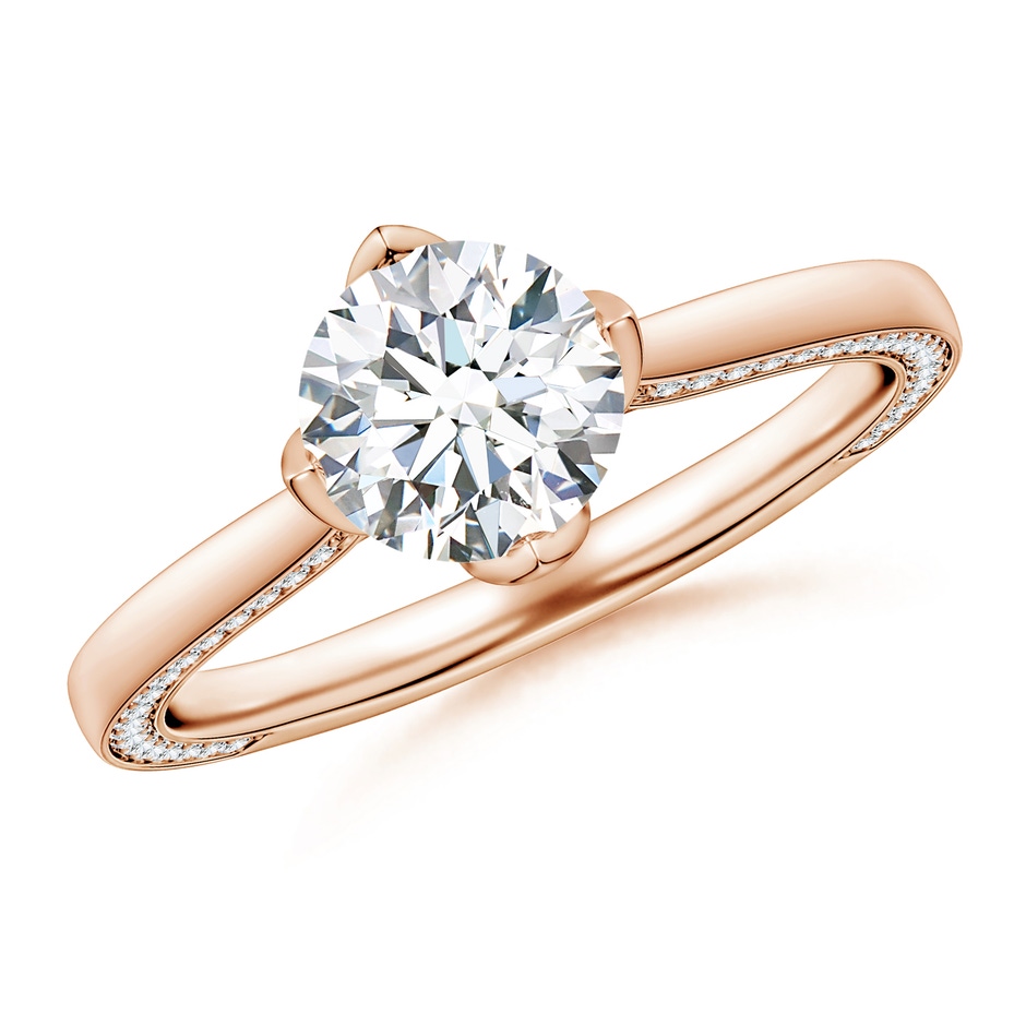 6.5mm GVS2 Round Diamond Engagement Ring with Hidden Accents in Rose Gold 