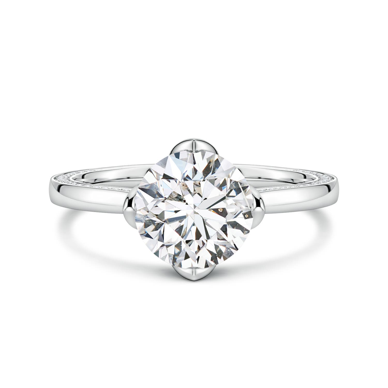8mm HSI2 Round Diamond Engagement Ring with Hidden Accents in White Gold