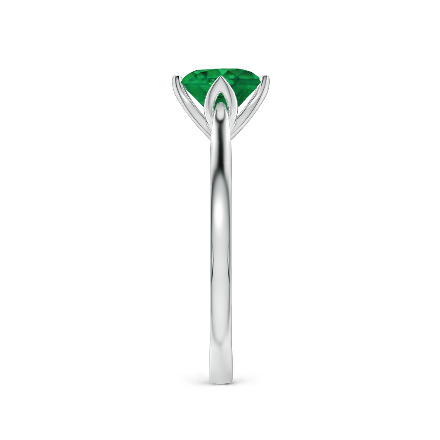 6.5mm AAA Round Emerald Engagement Ring with Hidden Diamond Accents in White Gold - side 3