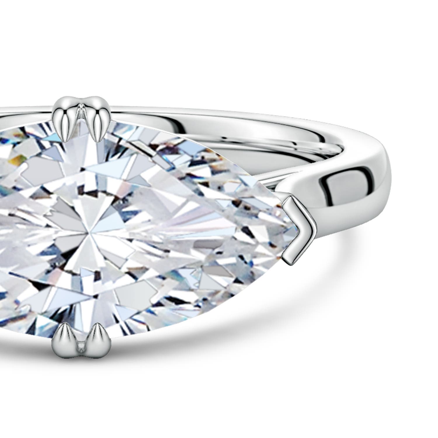 14x7mm HSI2 East-West Marquise Diamond Solitaire Engagement Ring in White Gold - side 4