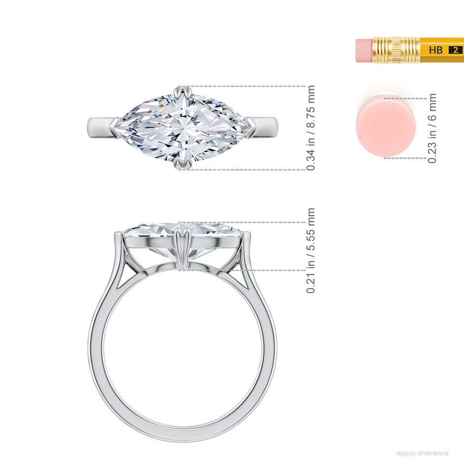 14x7mm HSI2 East-West Marquise Diamond Solitaire Engagement Ring in White Gold ruler