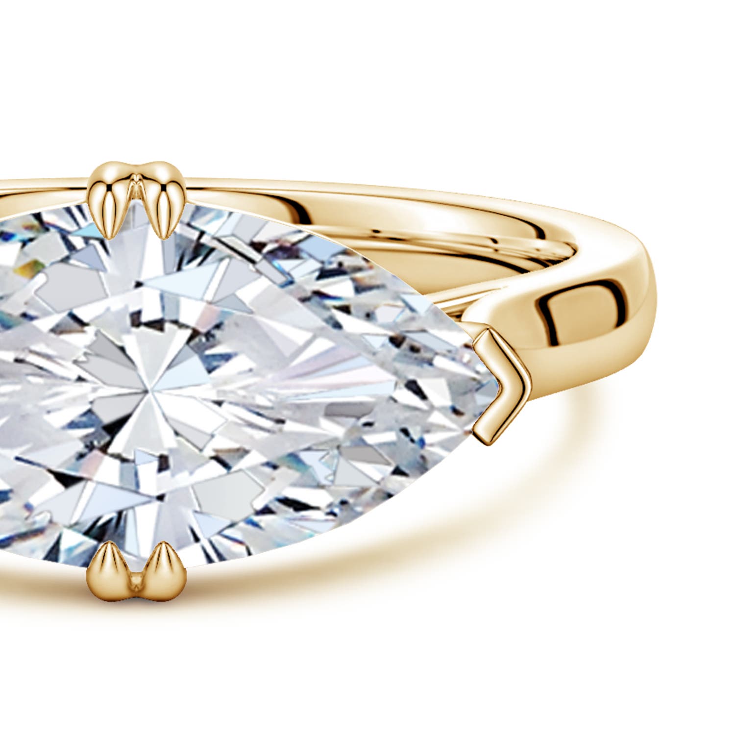 14x7mm HSI2 East-West Marquise Diamond Solitaire Engagement Ring in Yellow Gold - side 5