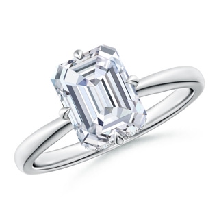 8.5x6.5mm GVS2 Solitaire Emerald-Cut Diamond Engagement Ring with Hidden Halo in P950 Platinum