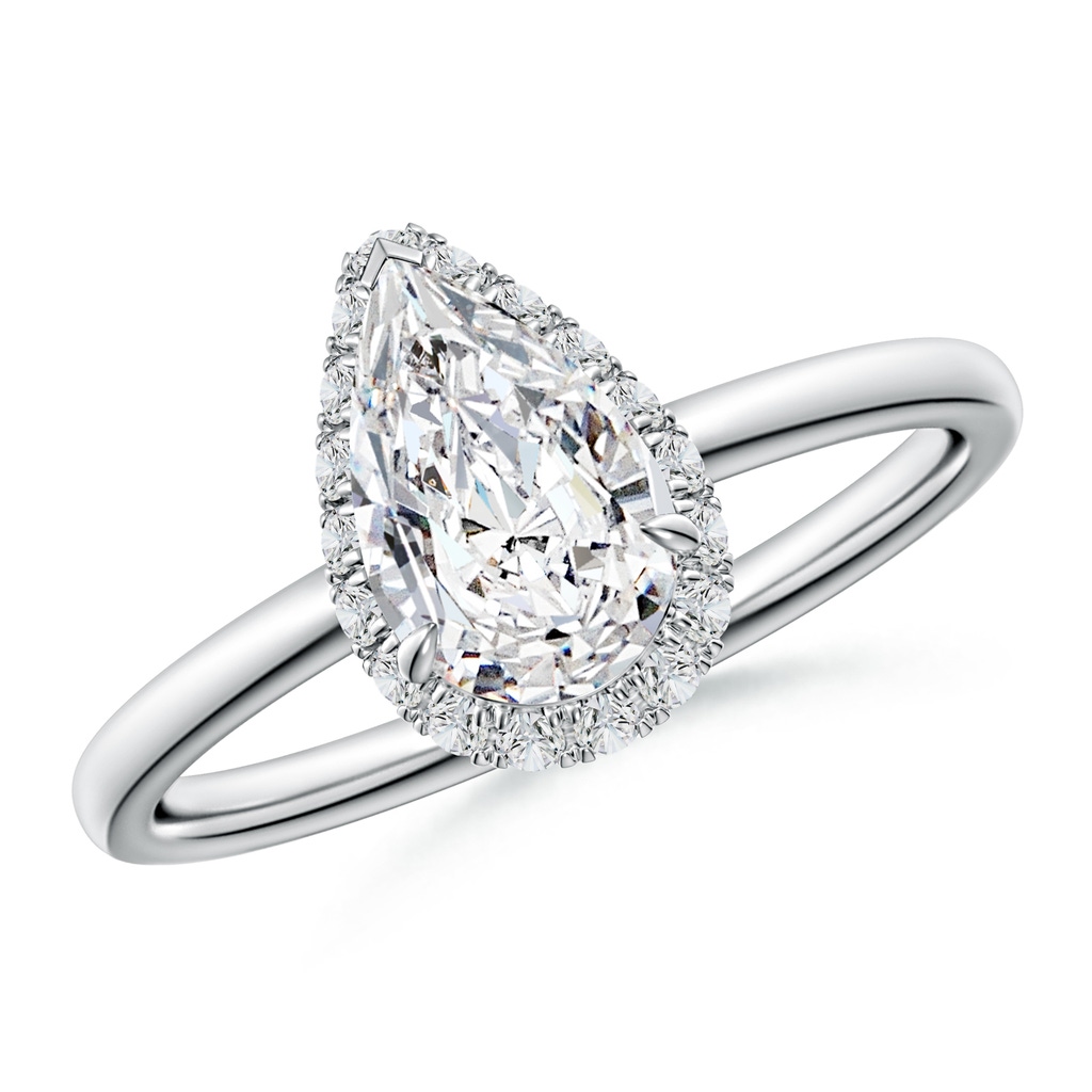9x5.5mm HSI2 Pear Diamond Engagement Ring with Angled Halo in White Gold
