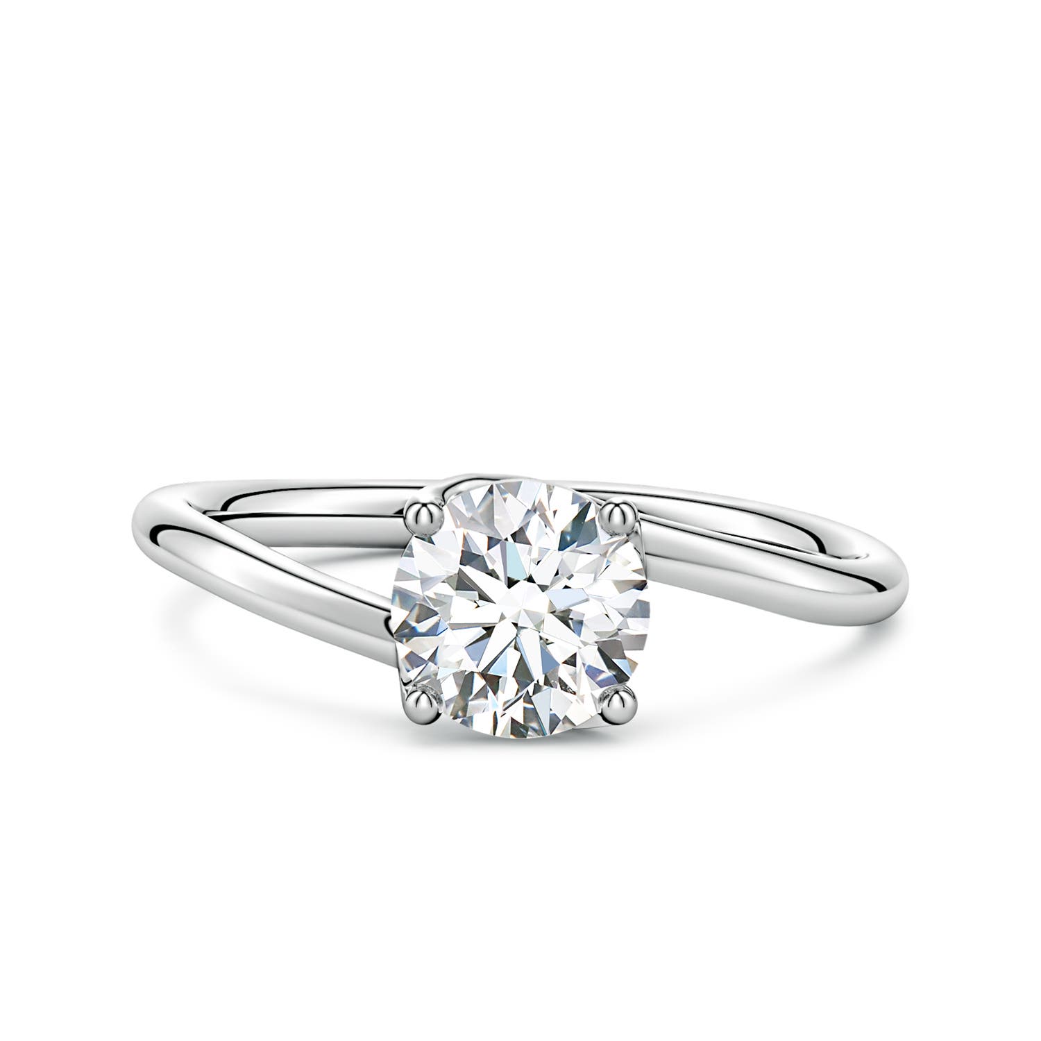 6.4mm GVS2 Entwined Vine Round Diamond Solitaire Engagement Ring in White Gold