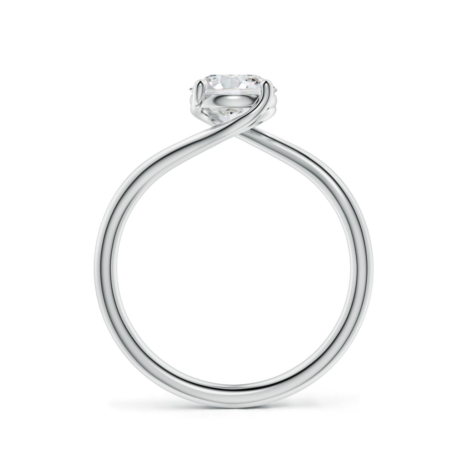 6.4mm HSI2 Entwined Vine Round Diamond Solitaire Engagement Ring in 18K White Gold