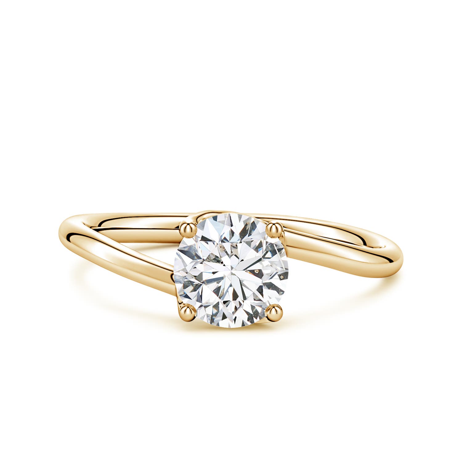6.4mm HSI2 Entwined Vine Round Diamond Solitaire Engagement Ring in 18K Yellow Gold
