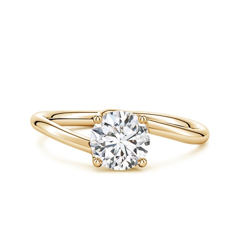 6.4mm HSI2 Entwined Vine Round Diamond Solitaire Engagement Ring in 18K Yellow Gold