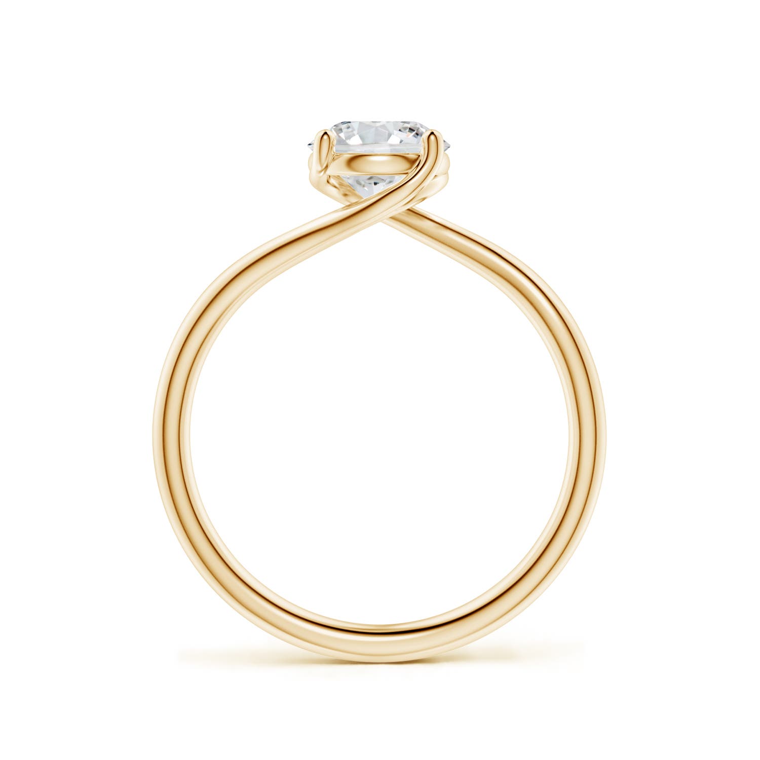 6.4mm HSI2 Entwined Vine Round Diamond Solitaire Engagement Ring in 18K Yellow Gold