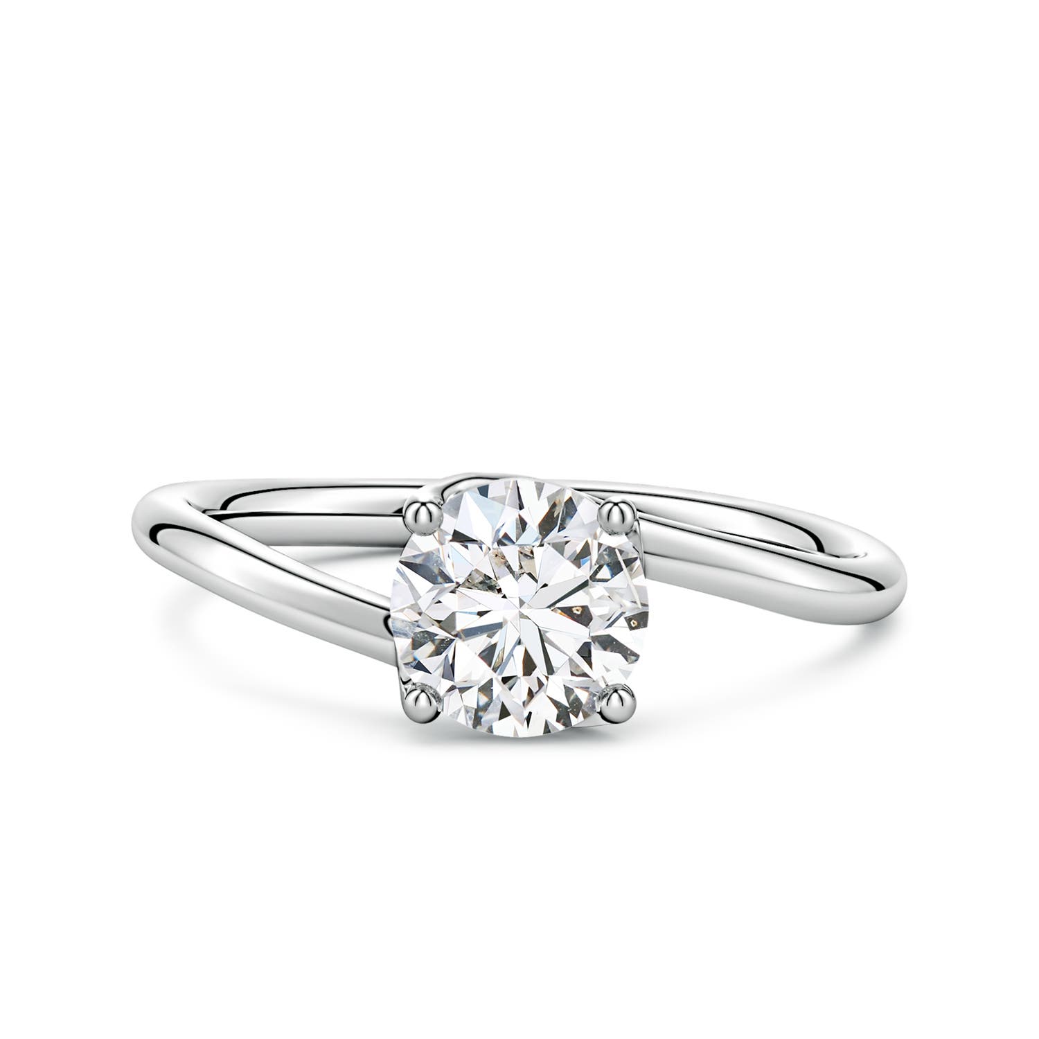 6.4mm HSI2 Entwined Vine Round Diamond Solitaire Engagement Ring in White Gold