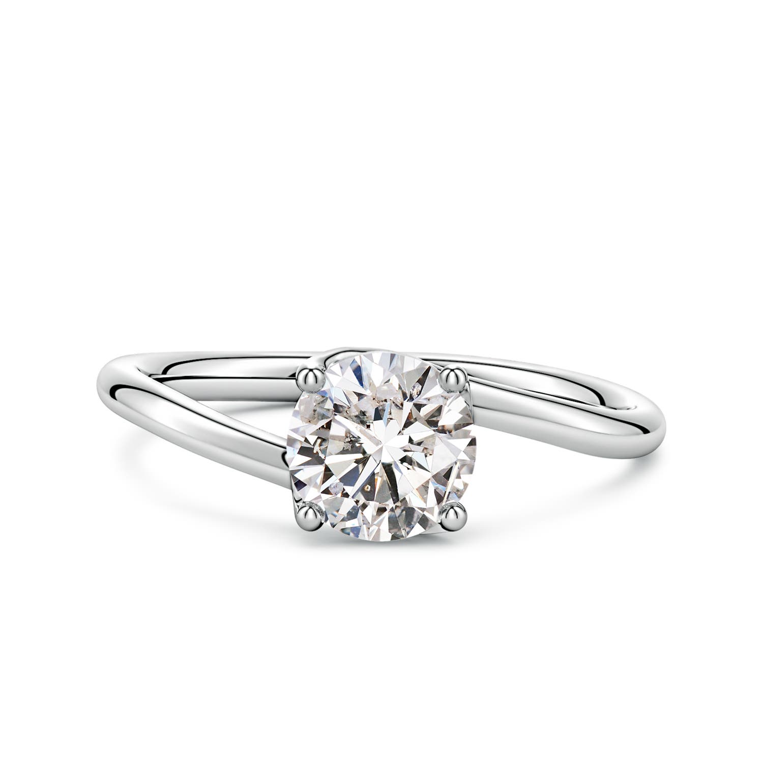 6.4mm IJI1I2 Entwined Vine Round Diamond Solitaire Engagement Ring in 18K White Gold