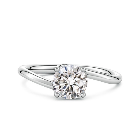 6.4mm IJI1I2 Entwined Vine Round Diamond Solitaire Engagement Ring in 18K White Gold