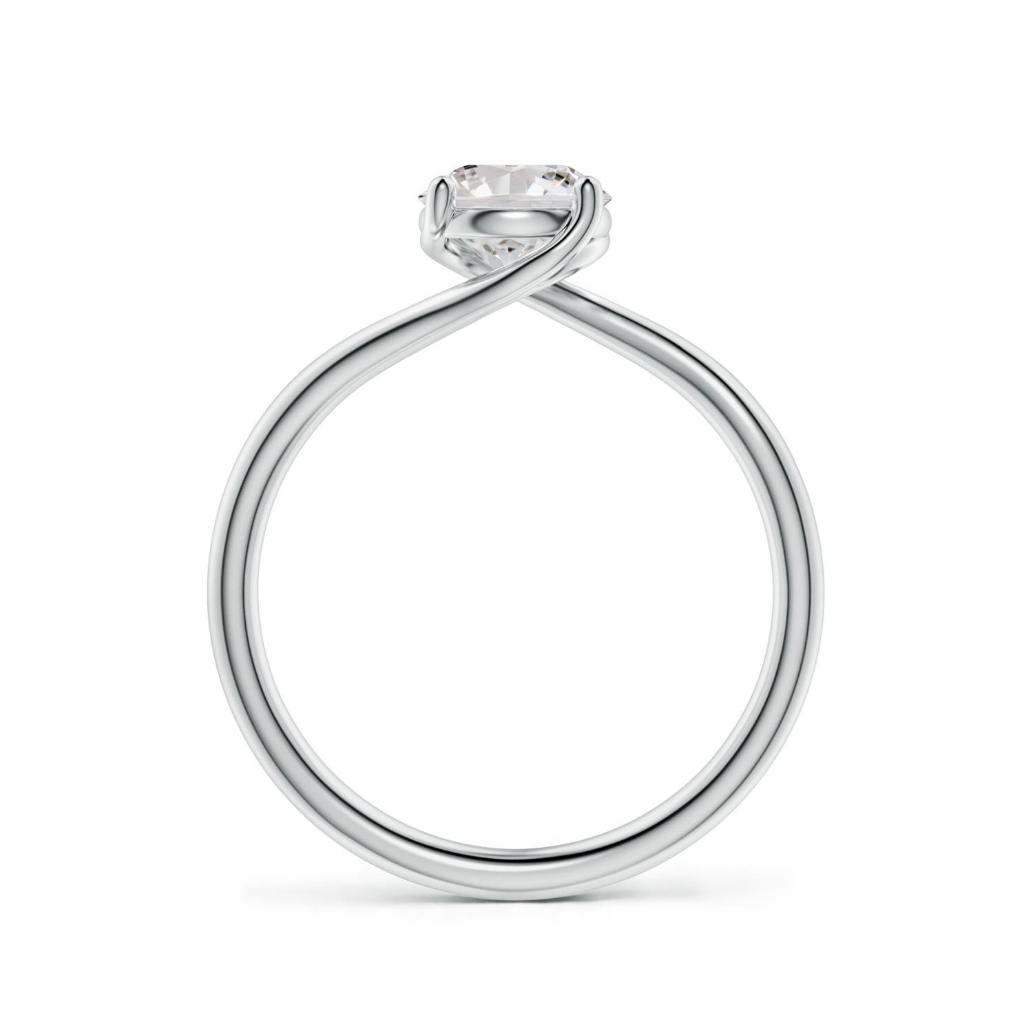6.4mm IJI1I2 Entwined Vine Round Diamond Solitaire Engagement Ring in 18K White Gold
