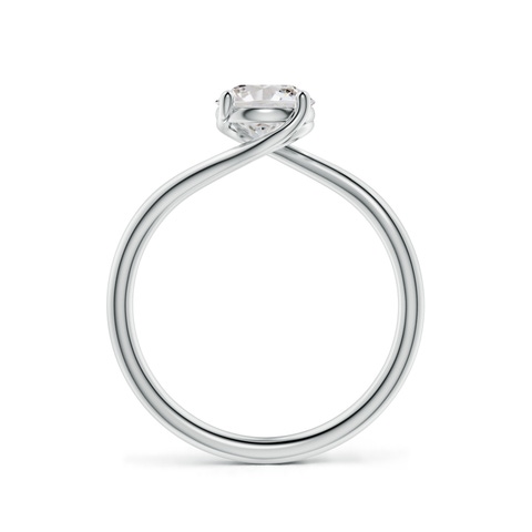 6.4mm IJI1I2 Entwined Vine Round Diamond Solitaire Engagement Ring in 18K White Gold