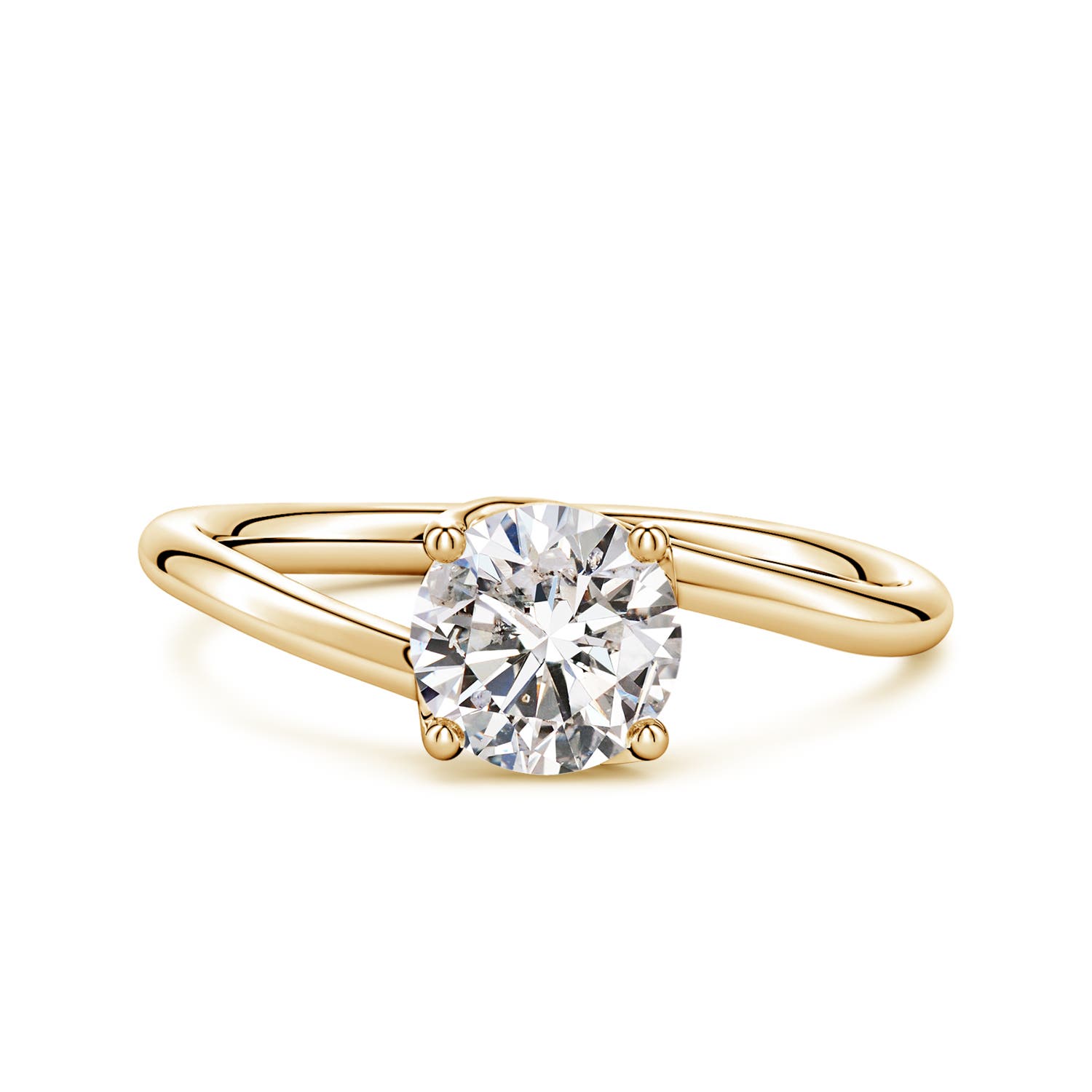 6.4mm IJI1I2 Entwined Vine Round Diamond Solitaire Engagement Ring in Yellow Gold