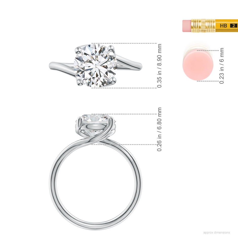8.9mm HSI2 Entwined Vine Round Diamond Solitaire Engagement Ring in White Gold ruler