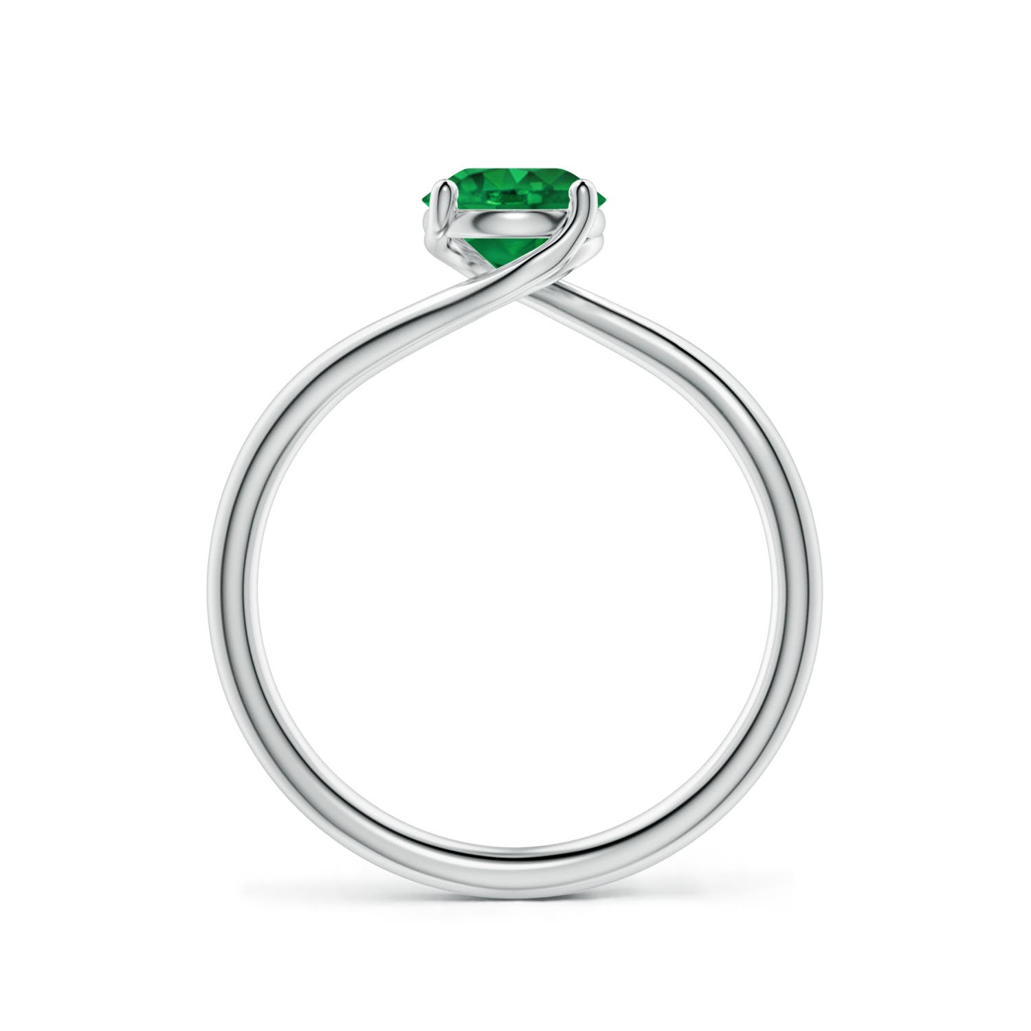 6mm AAA Entwined Vine Round Emerald Solitaire Engagement Ring in White Gold