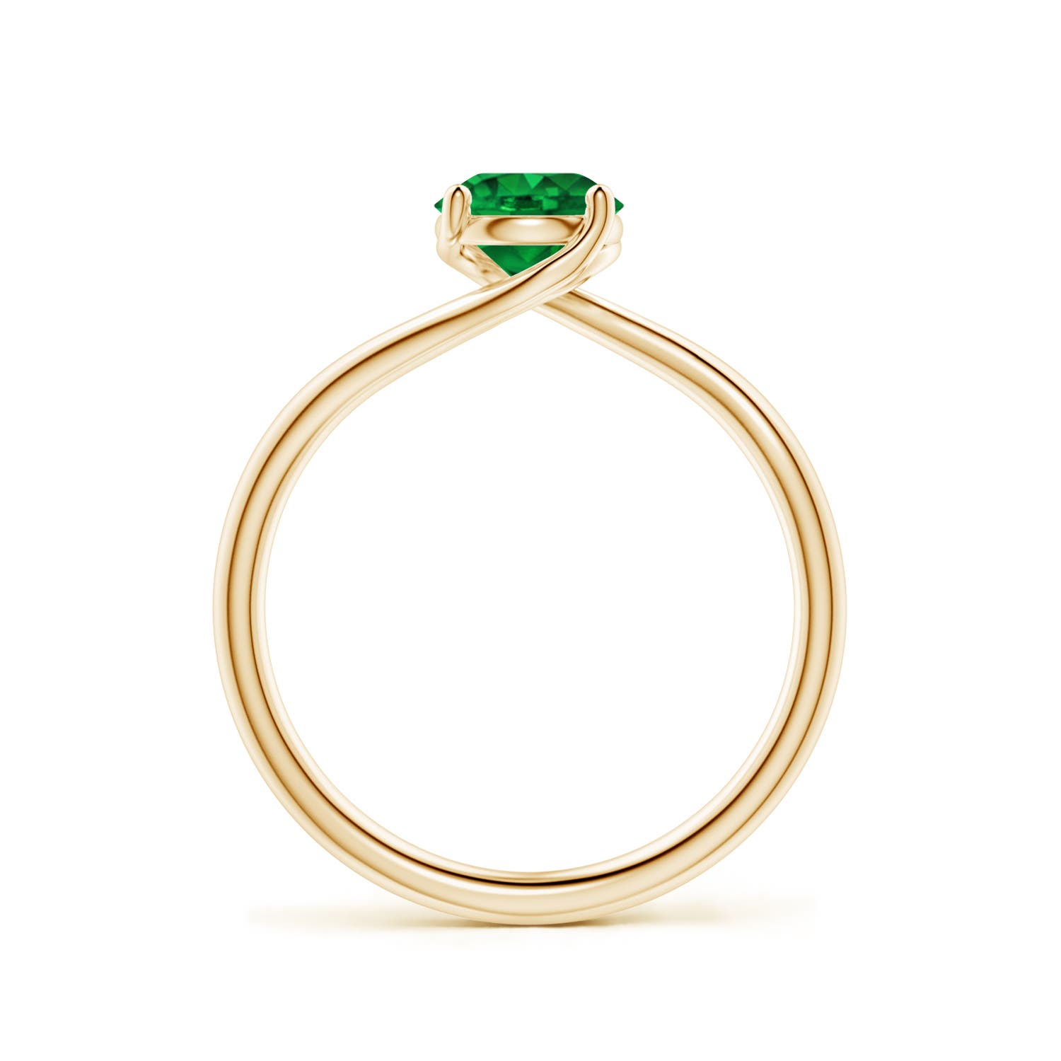 6mm AAAA Entwined Vine Round Emerald Solitaire Engagement Ring in Yellow Gold