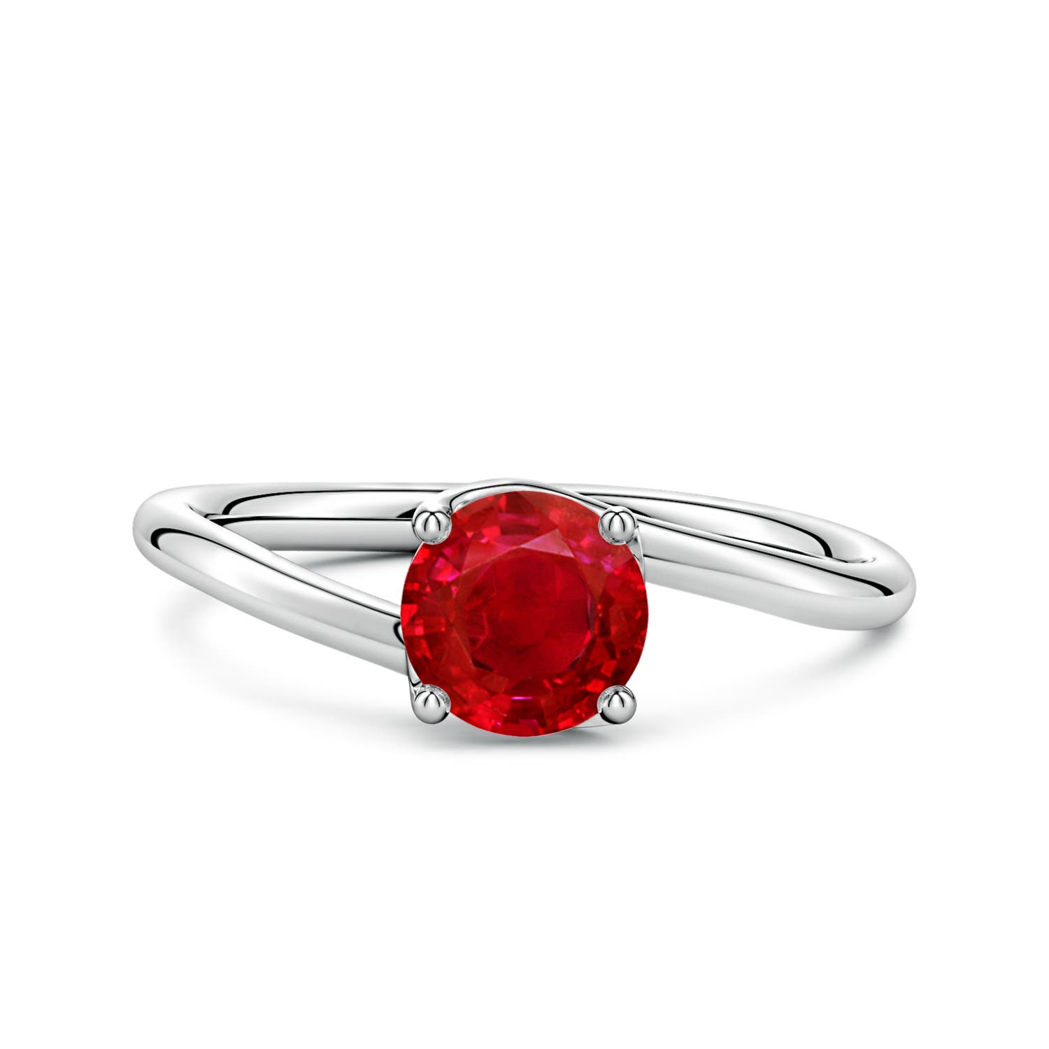 6mm AAA Entwined Vine Round Ruby Solitaire Engagement Ring in White Gold