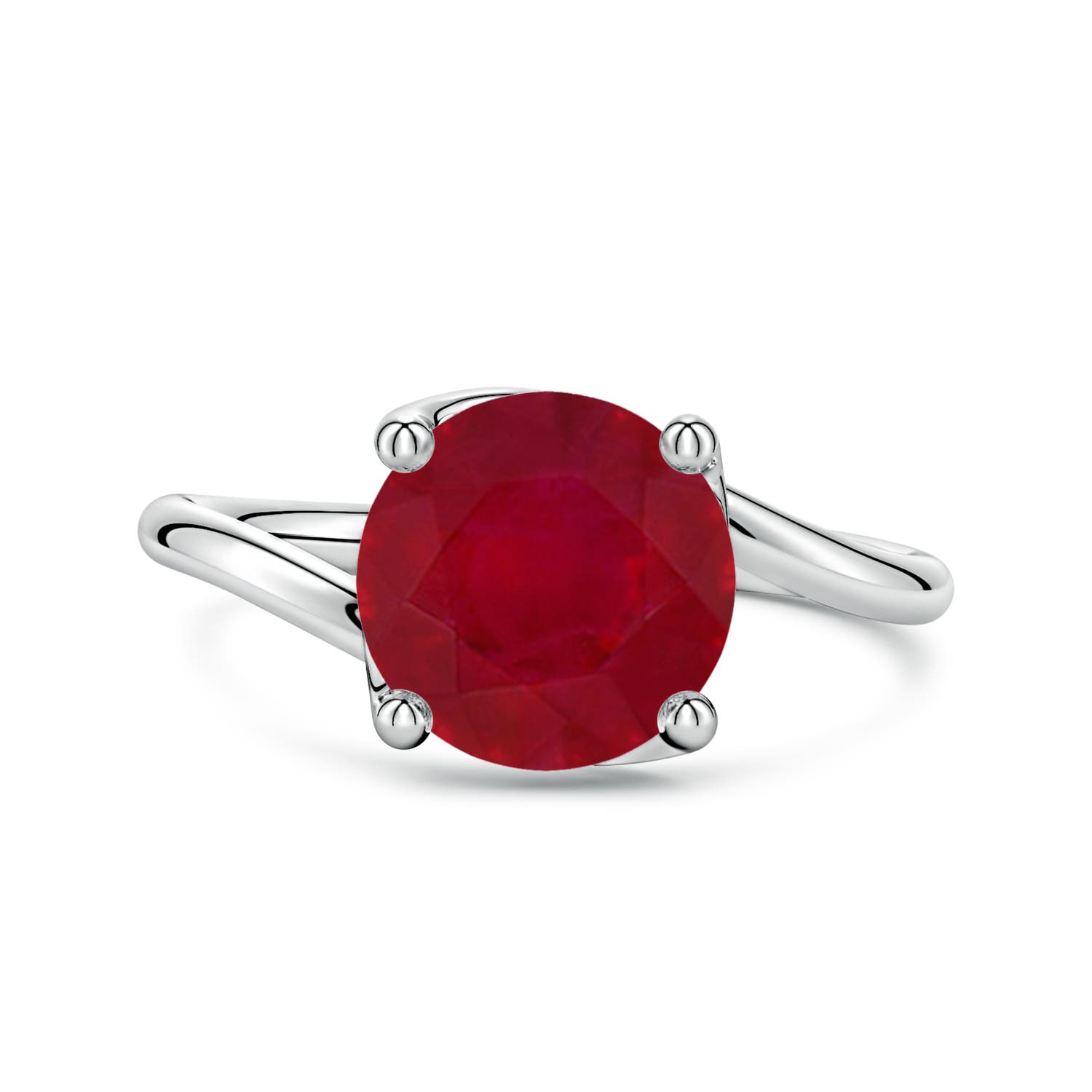 9mm AA Entwined Vine Round Ruby Solitaire Engagement Ring in White Gold