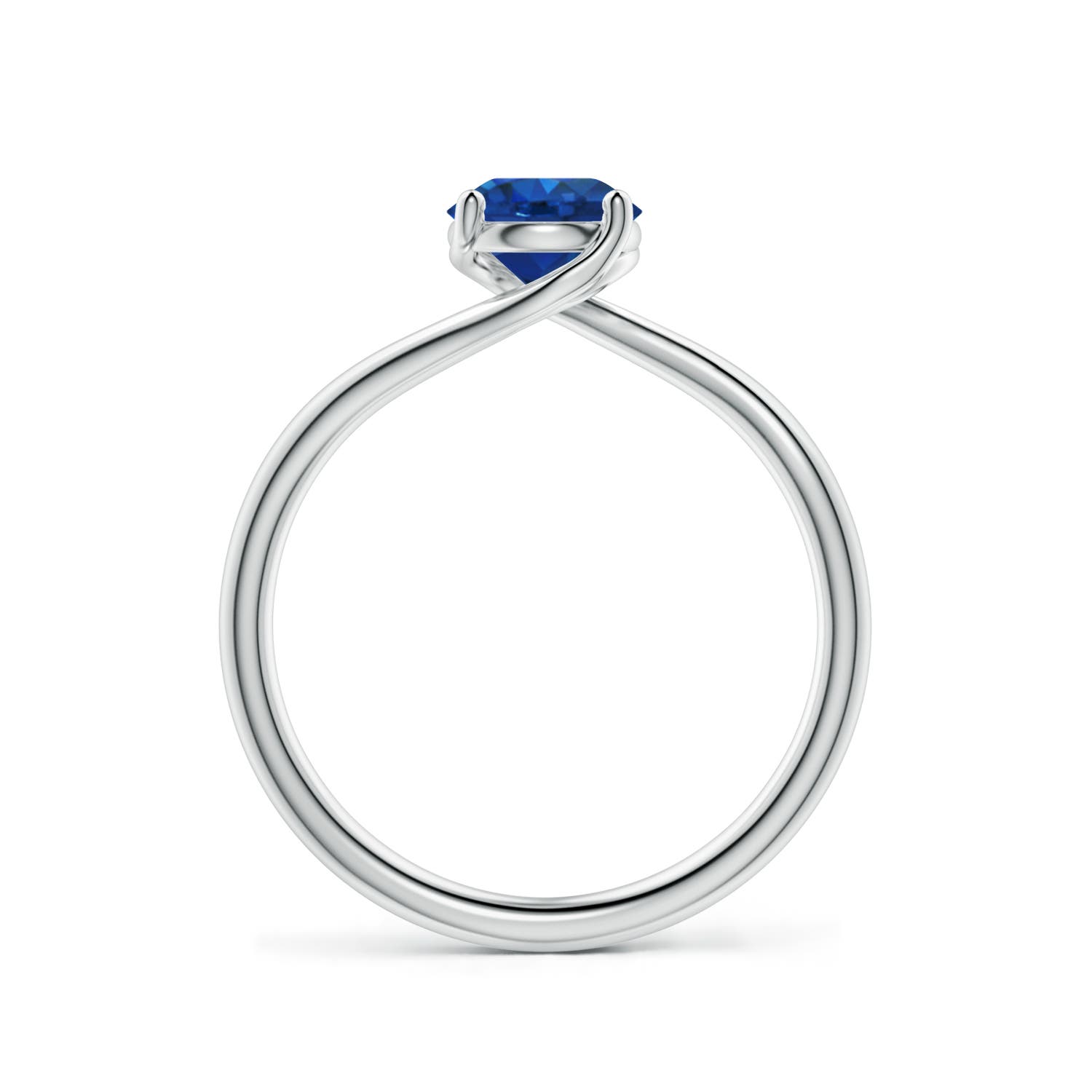 6mm AAA Entwined Vine Round Blue Sapphire Solitaire Engagement Ring in White Gold