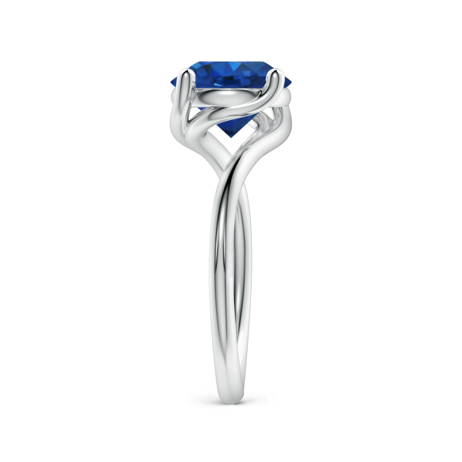 9mm AAA Entwined Vine Round Blue Sapphire Solitaire Engagement Ring in White Gold - side 3