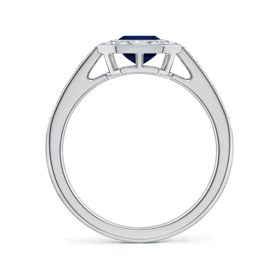 7x5mm AAA Art Deco Style Emerald-Cut Blue Sapphire Multi-Shape Halo Engagement Ring in White Gold side 199