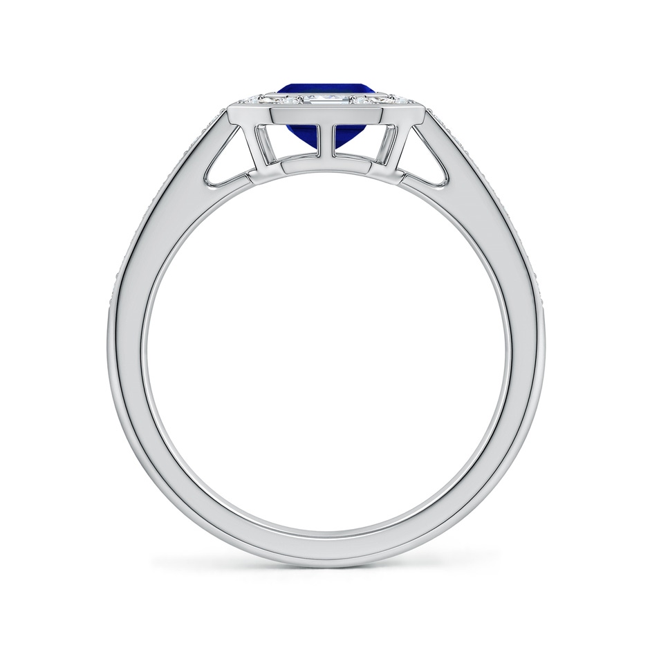7x5mm AAAA Art Deco Style Emerald-Cut Blue Sapphire Multi-Shape Halo Engagement Ring in P950 Platinum side 199