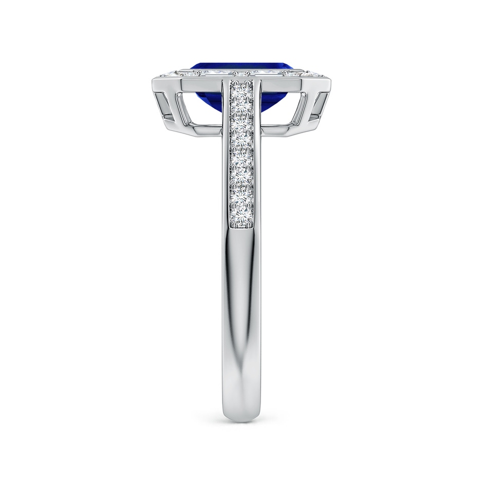 7x5mm AAAA Art Deco Style Emerald-Cut Blue Sapphire Multi-Shape Halo Engagement Ring in P950 Platinum side 299