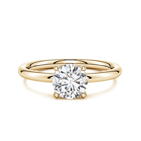 6.4mm HSI2 Round Diamond Solitaire Engagement Ring with Heart-Shaped Prongs in 18K Yellow Gold