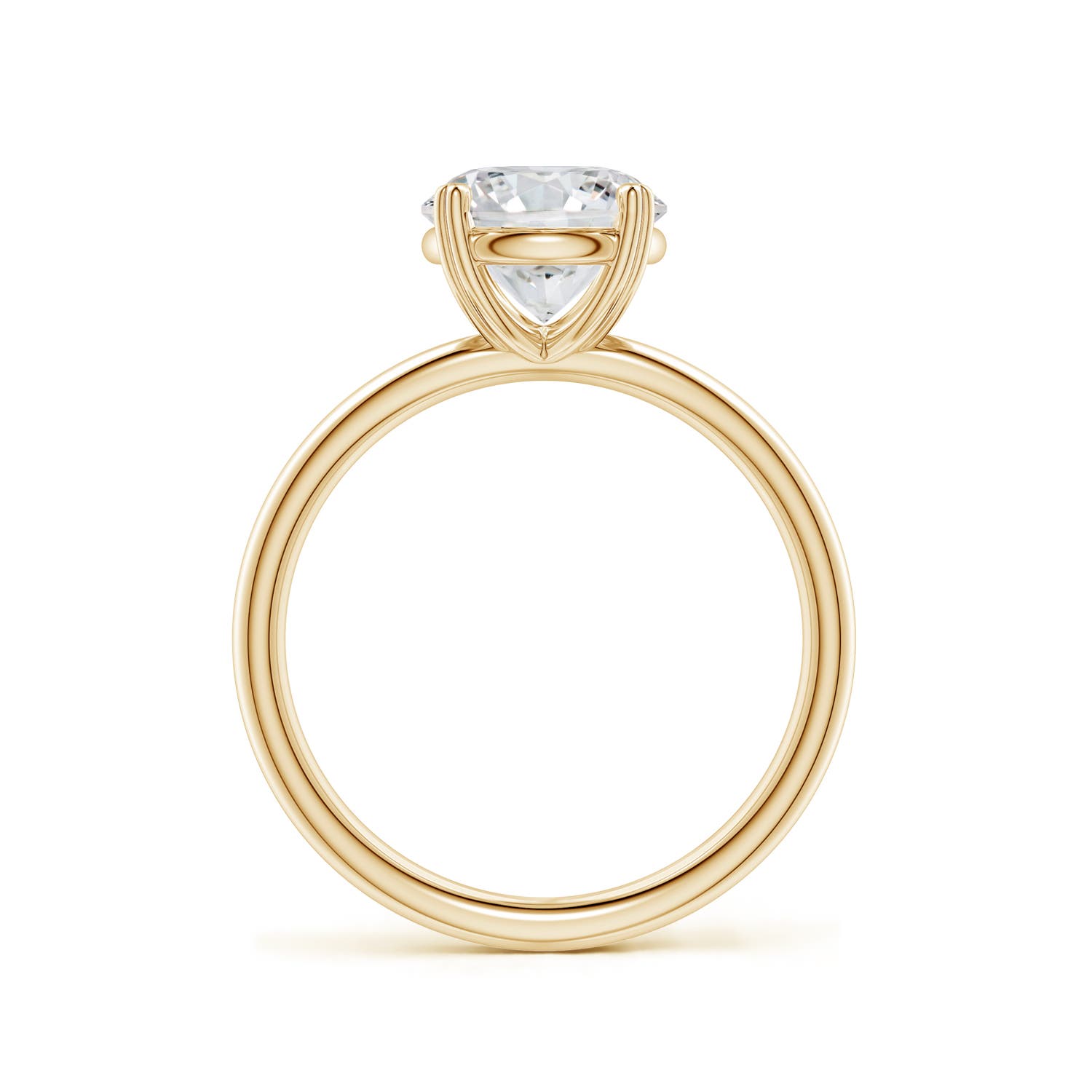 6.4mm HSI2 Round Diamond Solitaire Engagement Ring with Heart-Shaped Prongs in 18K Yellow Gold