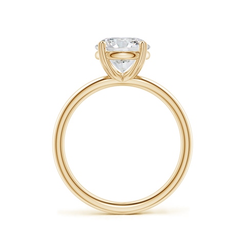 6.4mm HSI2 Round Diamond Solitaire Engagement Ring with Heart-Shaped Prongs in Yellow Gold