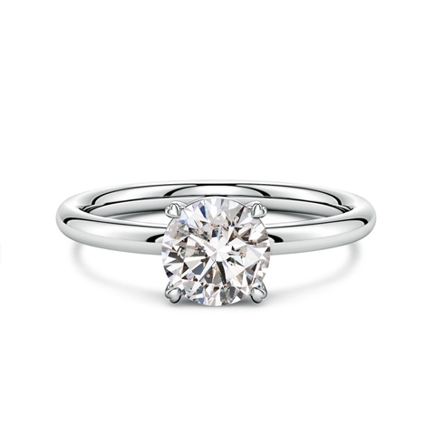 6.4mm IJI1I2 Round Diamond Solitaire Engagement Ring with Heart-Shaped Prongs in 18K White Gold