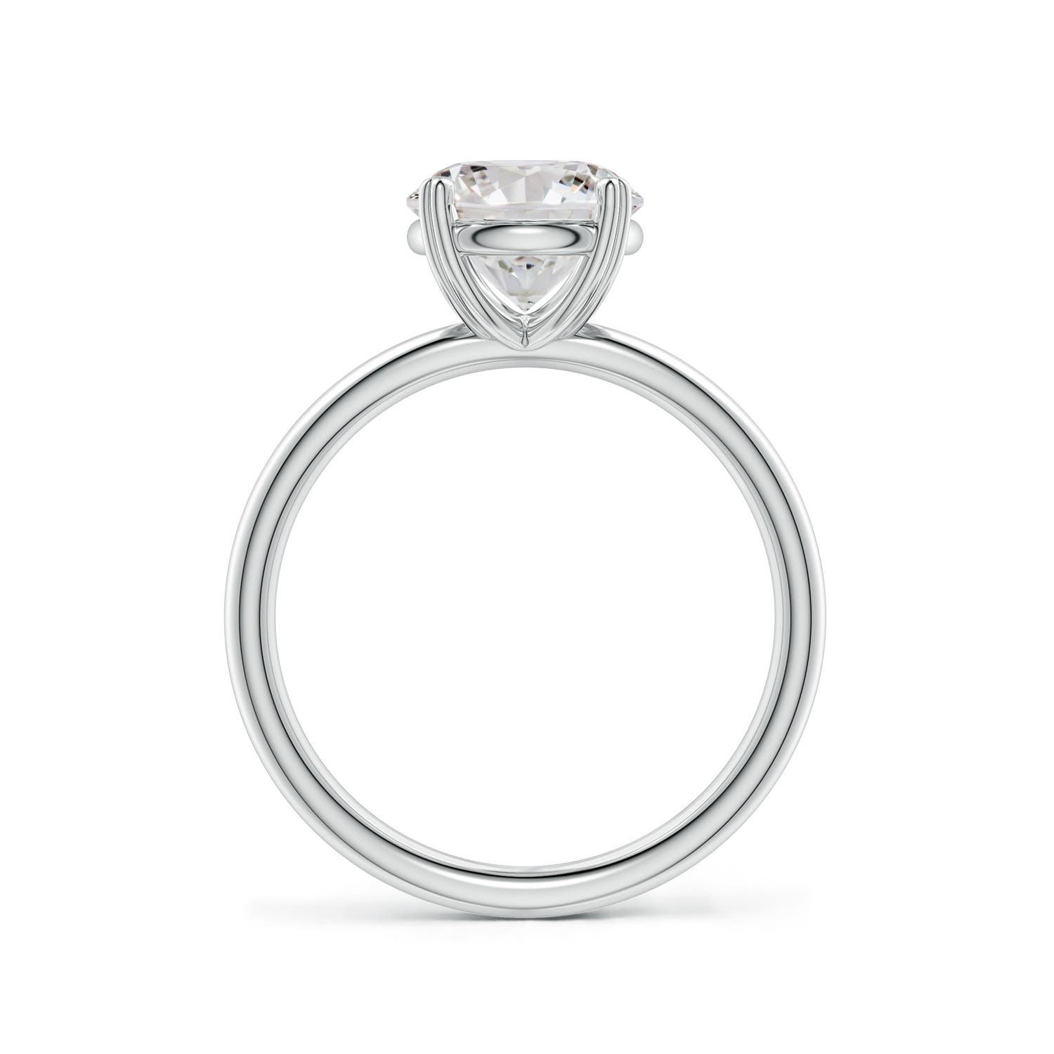 6.4mm IJI1I2 Round Diamond Solitaire Engagement Ring with Heart-Shaped Prongs in 18K White Gold