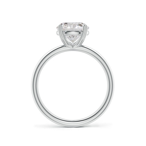 6.4mm IJI1I2 Round Diamond Solitaire Engagement Ring with Heart-Shaped Prongs in 18K White Gold