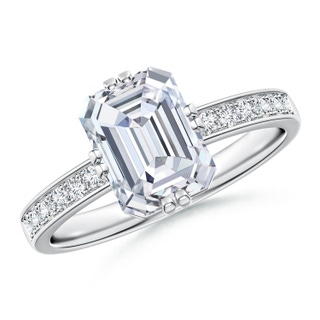 8.5x6.5mm GVS2 Emerald-Cut Diamond Engagement Ring with Double Flat Prongs in P950 Platinum