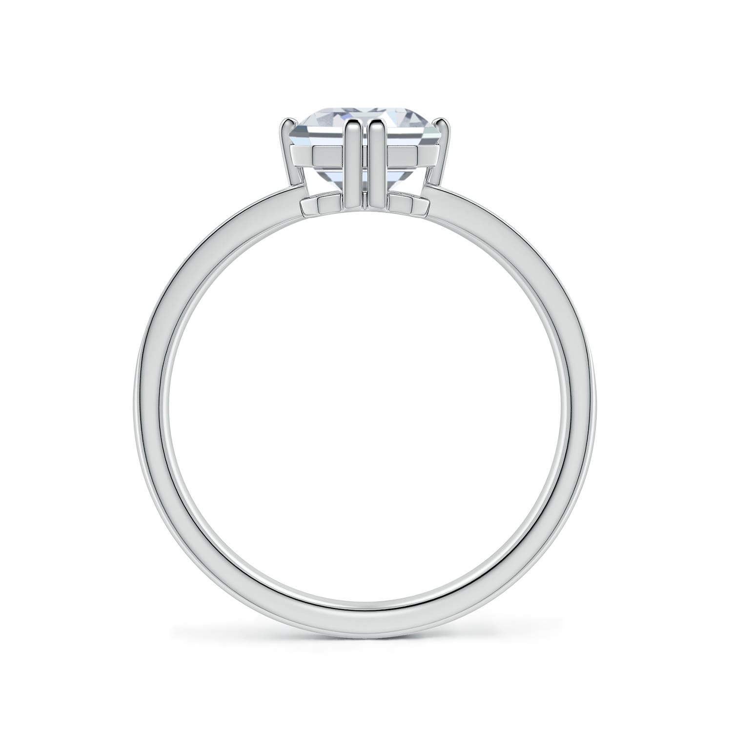8.5x6.5mm HSI2 Emerald-Cut Diamond Engagement Ring with Double Flat Prongs in White Gold - side 2