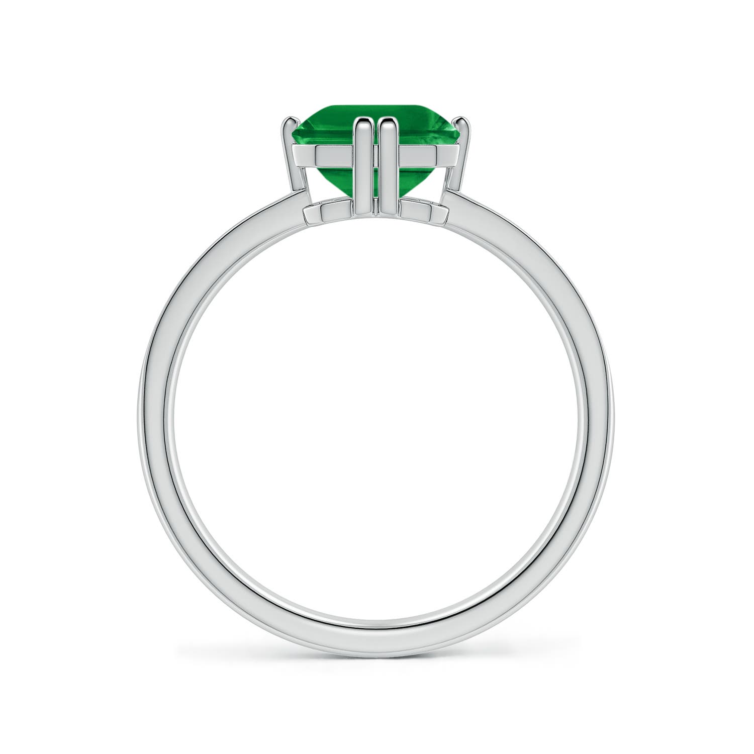 9x7mm AAA Emerald-Cut Emerald Engagement Ring with Double Flat Prongs in White Gold