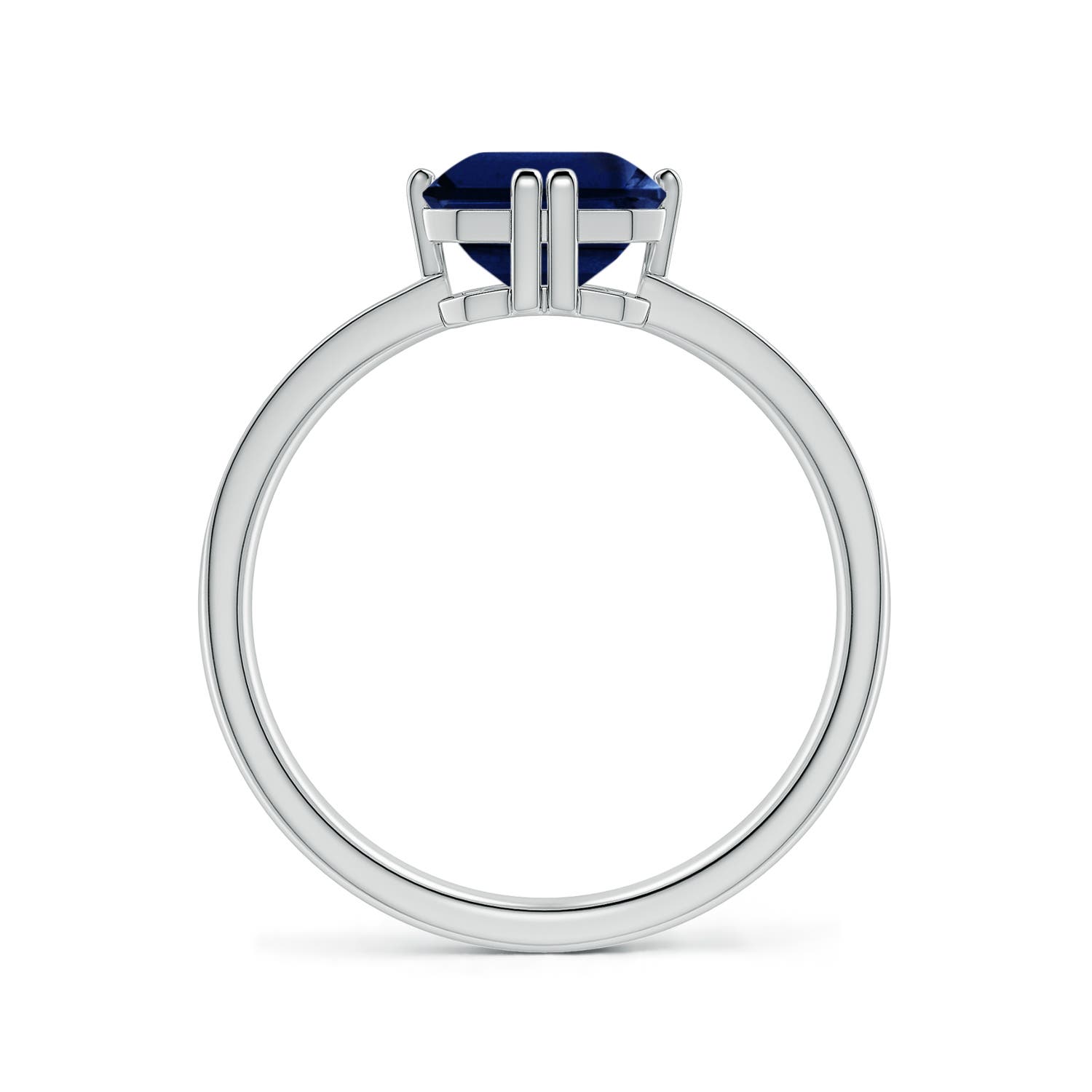 9x7mm AAA Emerald-Cut Blue Sapphire Engagement Ring with Double Flat Prongs in White Gold