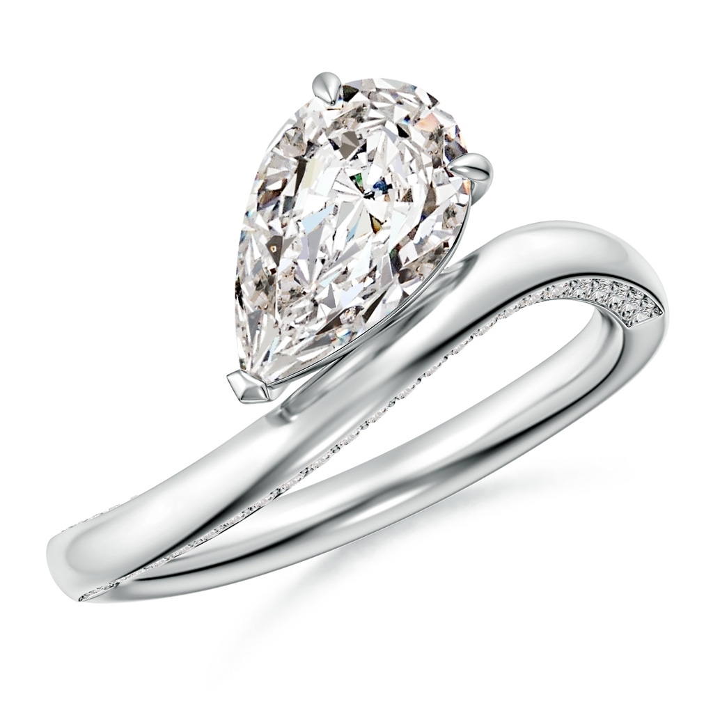 10x6.5mm IJI1I2 Angled Pear Diamond Curved Solitaire Engagement Ring in White Gold
