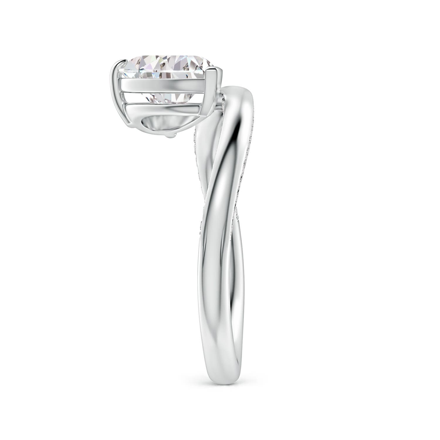 10x6.5mm IJI1I2 Angled Pear Diamond Curved Solitaire Engagement Ring in White Gold - side 4