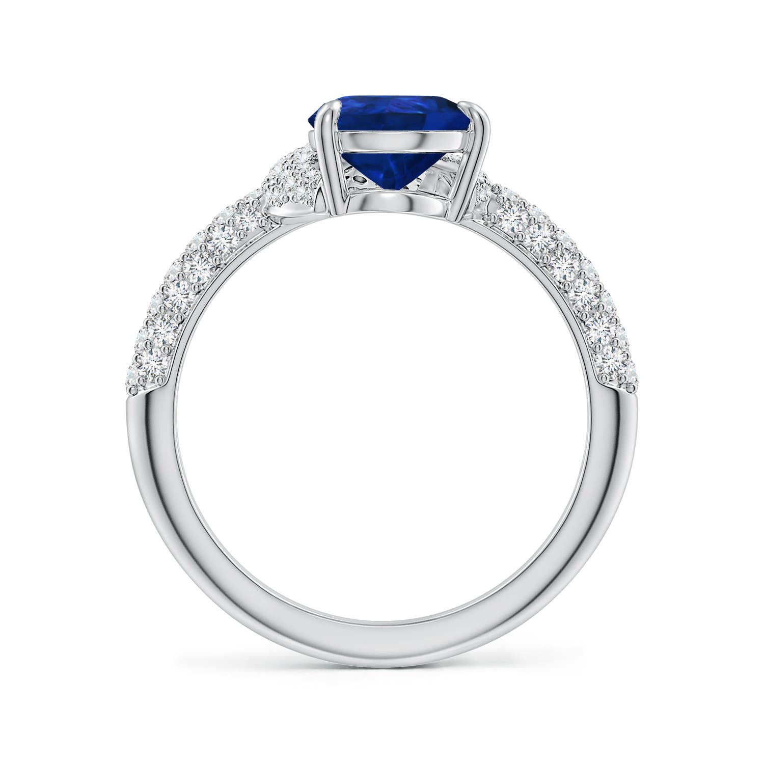 9x7mm AAA Pear Blue Sapphire Engagement Ring with Offset Halo in 18K White Gold