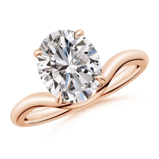 10x8mm IJI1I2 Solitaire Oval Diamond Curved Shank Engagement Ring in Rose Gold