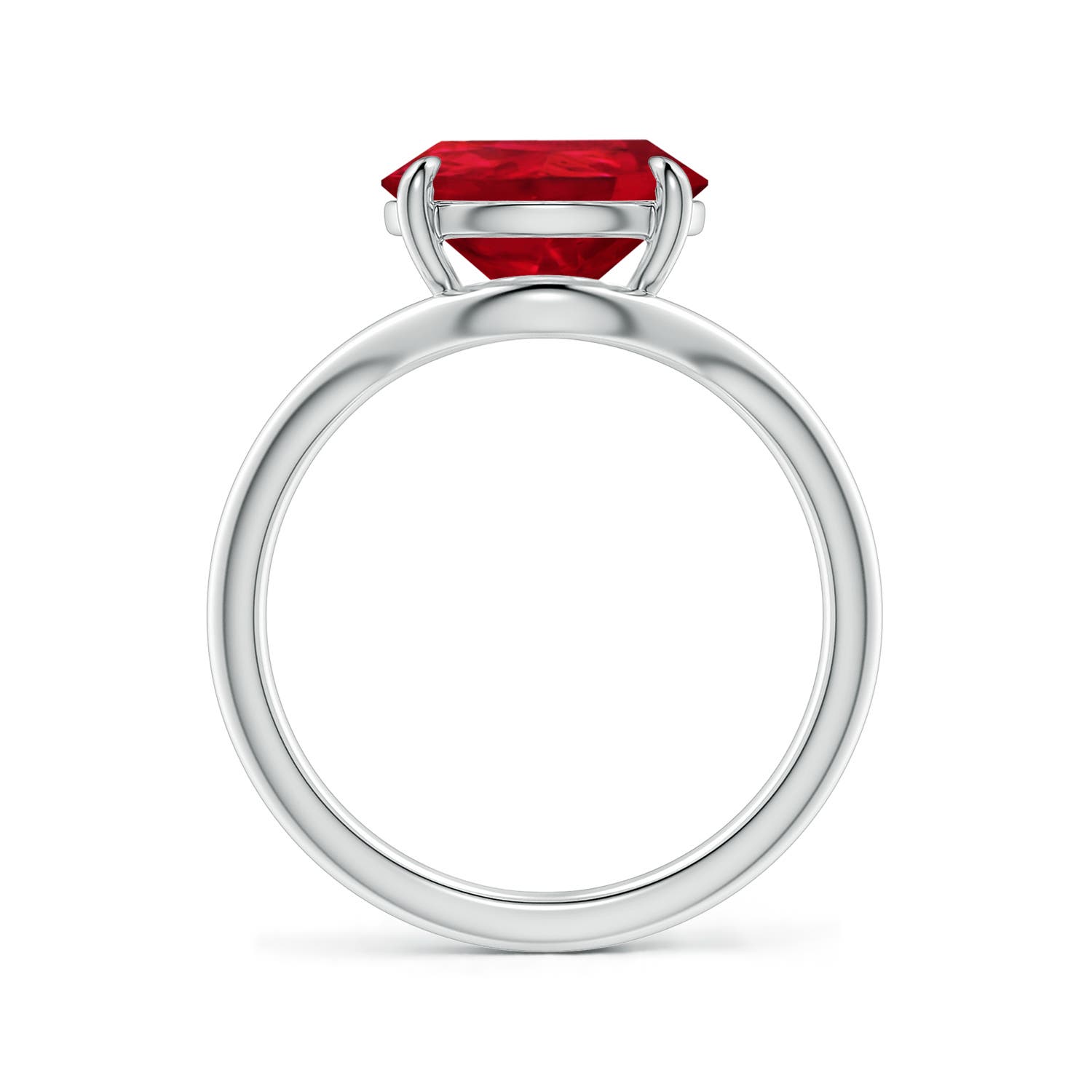 12x10mm AAA Solitaire Pear Ruby Curved Shank Engagement Ring in White Gold - side 2